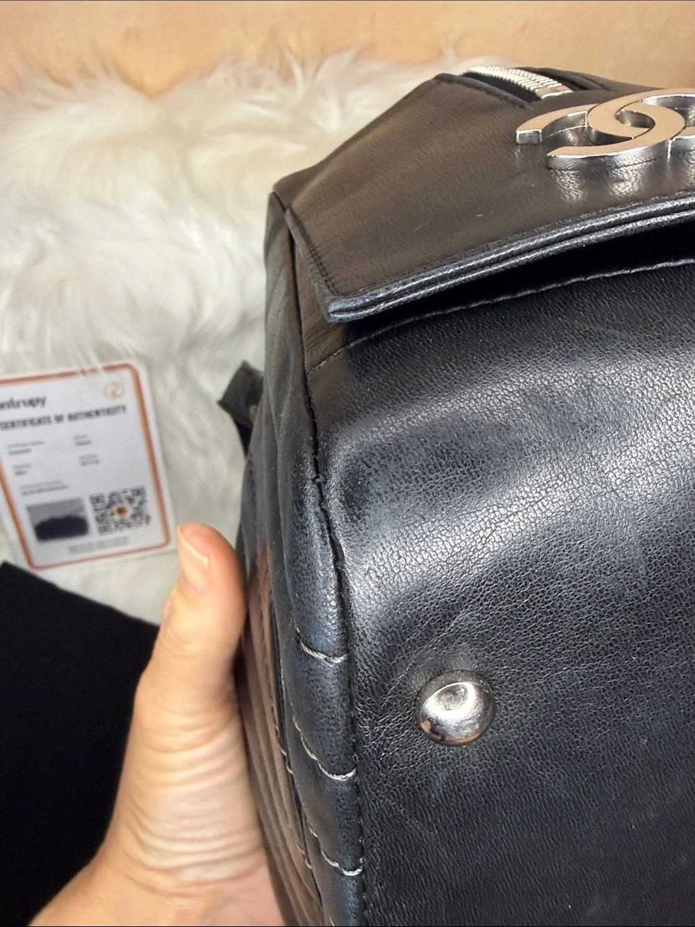 CHANEL Black Quilted Leather Top-Handle Bag